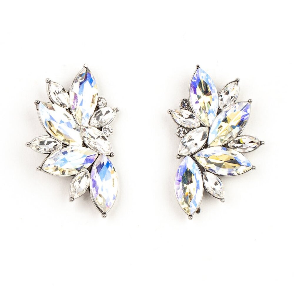 Instant Iridescence - White Earrings